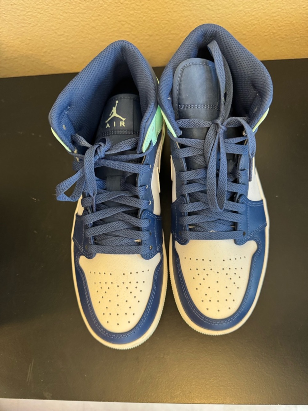 Jordan Men’s Athletic Shoes - Navy Blue, White, Light Green